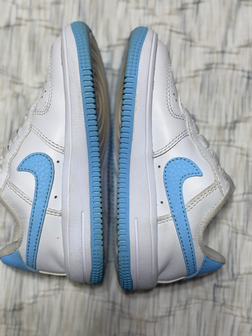 NIKE Air Force 1 Low Easy On Toddler White and Aqua Blue Outdoor Sneakers Sz 8C - Picture 8 of 10